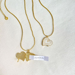 Deco Heart Locket (Ivory) - Gold